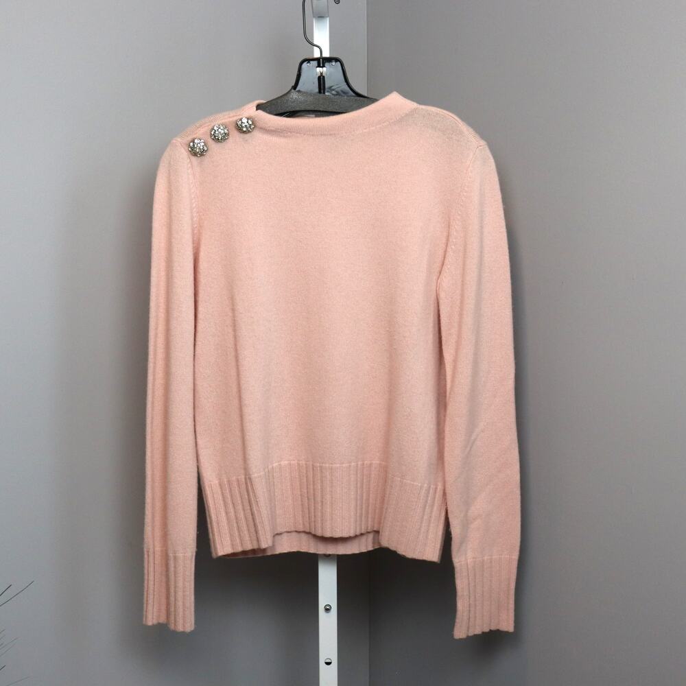 Neiman Marcus‎ Cashmere Collection Pink Sweater Rhinestone Buttons Size M